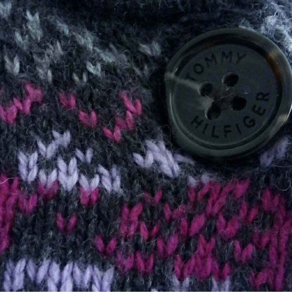Tommy Hilfiger Small Cashmere Blend Fair Isle 3/4 Sleeve Cardigan